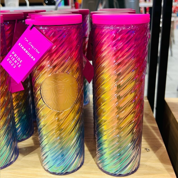 Starbucks Tim Singleton Spiral Cup Swirl Rainbow Pride Hot Cold Tumbler 2023 New - Picture 11 of 14